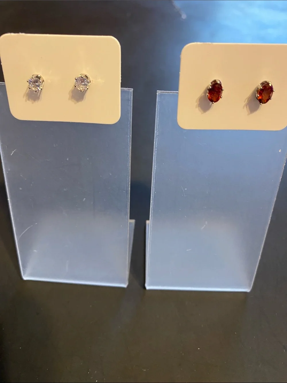 Time and Tru Clear and Red Oval/Cubic Zirconia Stud Earring Set